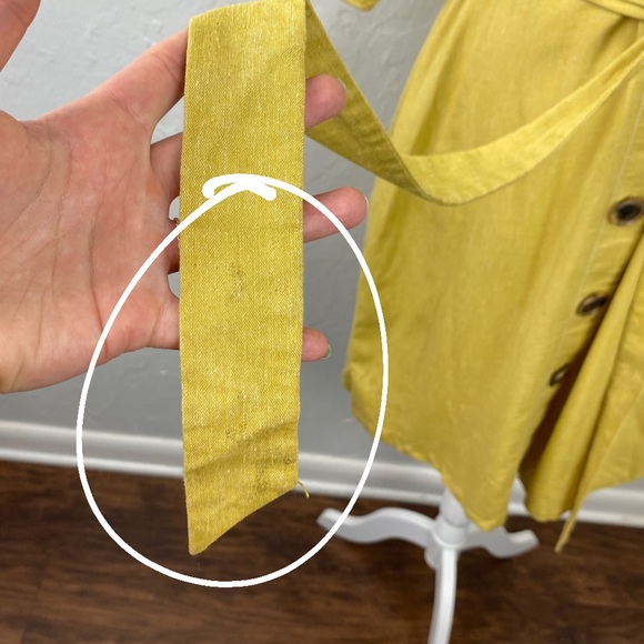 New York & Co x Eva Mendes yellow linen blend shirt dress Medium - Picture 15 of 15